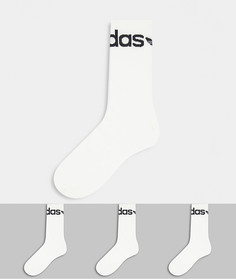 Набор из 3 пар белых носков с отворотами adidas Originals-Белый