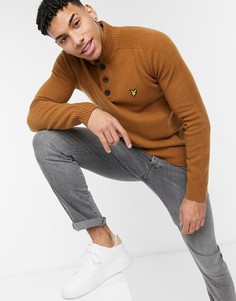 Коричневый трикотажный джемпер с воротником-стойкой Lyle & Scott-Коричневый цвет