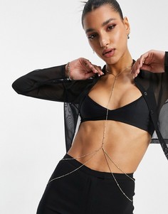 Золотистая тонкая цепочка для тела с шариками ASOS DESIGN-Золотистый