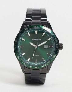Часы с черным браслетом и зеленым циферблатом Sekonda-Черный цвет