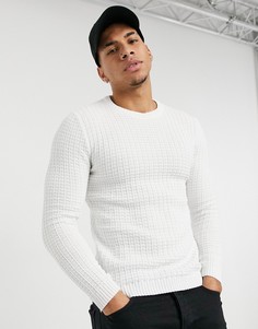 Облегающий джемпер белого цвета из вафельного трикотажа ASOS DESIGN-Белый