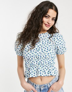 Топ с присборенным поясом и цветочным принтом Miss Selfridge-Многоцветный
