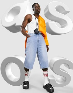 Выбеленные джинсовые шорты свободного кроя в стиле oversized ASOS DESIGN-Голубой