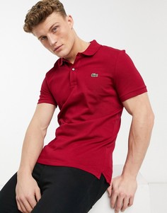Бордовая узкая футболка-поло из пике Lacoste-Красный