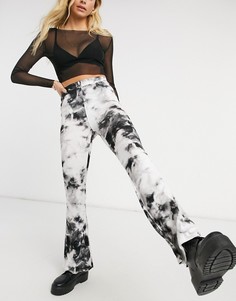 Расклешенные брюки с принтом тай-дай ASOS DESIGN-Многоцветный