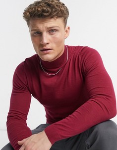Малиновый облегающий джемпер с высоким воротом ASOS DESIGN-Красный