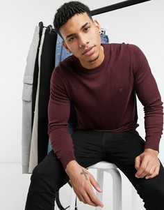 Бордовый трикотажный джемпер с круглым вырезом и логотипом American Eagle-Красный