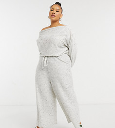 Серый трикотажный комбинезон свободного кроя с открытыми плечами ASOS DESIGN Curve