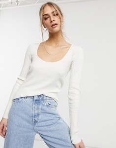 Кремовый вязаный топ с V-образным вырезом Vero Moda