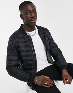 Черный дутый бомбер Bershka-Черный цвет