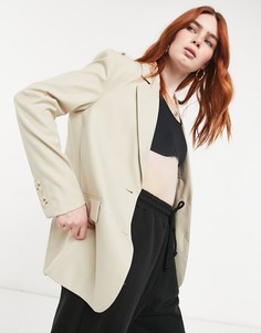 Oversized-блейзер песочного цвета в винтажном стиле Bershka-Бежевый