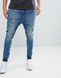 Джинсы с заниженным шаговым швом ASOS-Синий