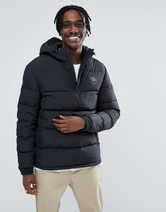 Черная дутая куртка с капюшоном и логотипом Timberland-Черный