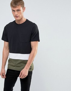 Футболка в стиле колор блок (черный, зеленый) New Look