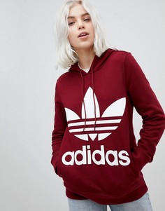 Худи бордового цвета с логотипом-трилистником adidas Originals adicolor-Красный