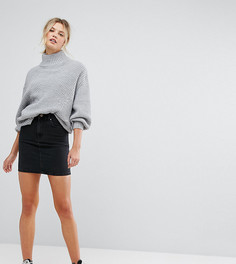 Черная выбеленная джинсовая юбка с завышенной талией ASOS DESIGN Tall-Черный