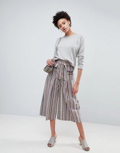 Брюки в полоску с широкими штанинами ASOS DESIGN-Мульти