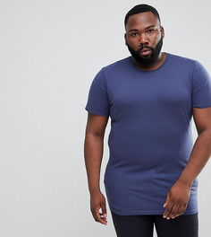 Темно-синяя удлиненная футболка с круглым вырезом ASOS DESIGN Plus-Темно-синий