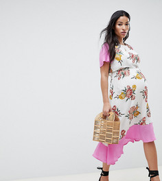 Двухслойное платье миди для кормления с цветочным принтом ASOS DESIGN Maternity-Мульти