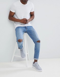 Джинсы скинни с рваной отделкой Jack & Jones Intelligence-Синий