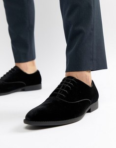 Черные бархатные туфли со шнуровкой ASOS DESIGN-Черный
