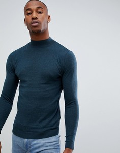 Сине-зеленый обтягивающий джемпер с высоким воротом ASOS DESIGN