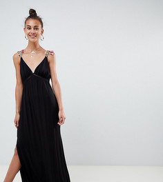 Платье макси с аппликацией ASOS DESIGN Tall-Черный