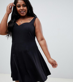 Короткое приталенное платье с вырезом сердечком ASOS DESIGN Curve-Черный