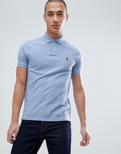 Голубая меланжевая облегающая футболка-поло с логотипом Polo Ralph Lauren-Синий