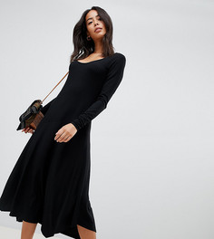 Платье миди с овальным вырезом и асимметричной юбкой ASOS DESIGN Tall-Черный