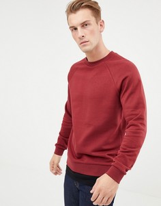 Бордовый свитшот с имитирующей футболку вставкой по краю ASOS DESIGN-Красный