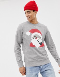 Трикотажный джемпер Jack and Jones Christmas Santa-Серый