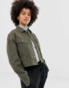 Джинсовая куртка цвета хаки со съемной подкладкой ASOS DESIGN-Зеленый