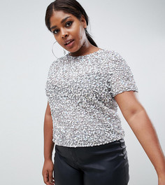 Футболка с пайетками ASOS DESIGN Curve-Белый
