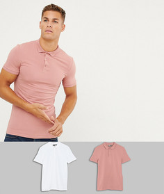 Поло обтягивающего кроя ASOS DESIGN - Набор из 2 шт. со скидкой-Мульти
