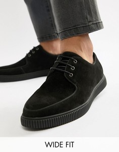Черные туфли для широкой стопы из искусственной замши со шнуровкой ASOS DESIGN-Черный