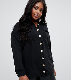 Оversize-рубашка с длинными рукавами и винтажными пуговицами ASOS DESIGN Curve-Черный