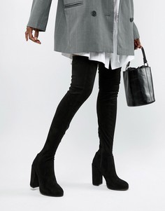 Ботфорты на каблуке ASOS DESIGN Kassidy-Черный