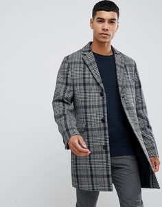 Пальто в клетку "Принц Уэльский" Moss London-Серый