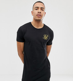 Черная футболка с асимметричным краем SikSilk эксклюзивно для ASOS-Черный