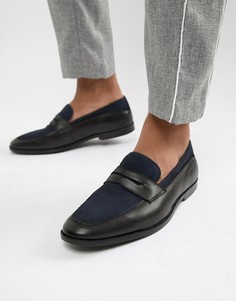 Лоферы с отделкой из черной кожи и темно-синей замши ASOS DESIGN-Черный