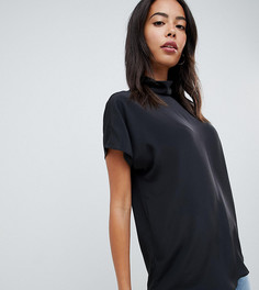 Топ с короткими рукавами и высоким воротником ASOS DESIGN Tall-Черный