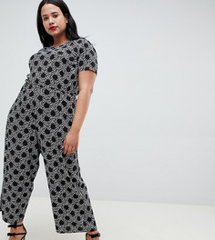 Комбинезон с короткими рукавами и цветочным принтом ASOS DESIGN Curve-Мульти