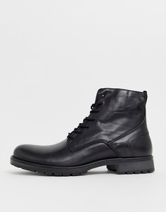 Кожаные ботинки на шнуровке Jack & Jones-Черный