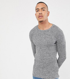 Черно-белый обтягивающий меланжевый джемпер в рубчик ASOS DESIGN Tall-Серый