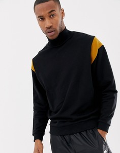 Черный oversize-свитшот в стиле колор блок с высоким воротом ASOS DESIGN-Зеленый