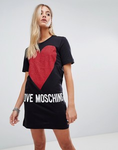 Платье-футболка с логотипом в форме сердечка Love Moschino-Черный