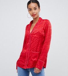 Жаккардовая рубашка в пижамном стиле с длинными рукавами ASOS DESIGN Tall-Красный