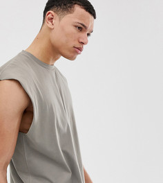Длинная бежевая oversize-футболка без рукавов ASOS DESIGN Tall-Бежевый