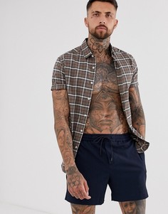 Приталенная рубашка цвета хаки в клетку ASOS DESIGN-Зеленый